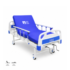 Adjustable 2 function manual hospital bed designed for patient care with reclining back support, safety rails, and durable medical-grade construction.