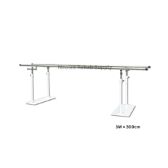 Adjustable stainless steel parallel bar measuring 3 meters for gait training, rehabilitation exercises, and walking therapy support in clinics and therapy centers.